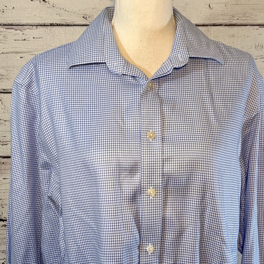 CHARLES TYRWHITT Men's Button Down Non
Iron Slim Fit Dress Shirt-Blue/White-L
